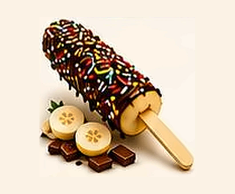 Banana popstick dipped in chocolate with peanuts