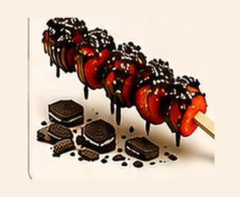 Strawberry popstick dipped in chocolate with drizzle